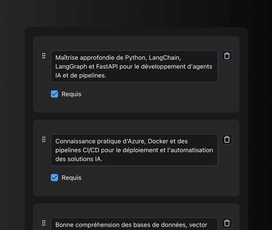 Key Selection Criteria