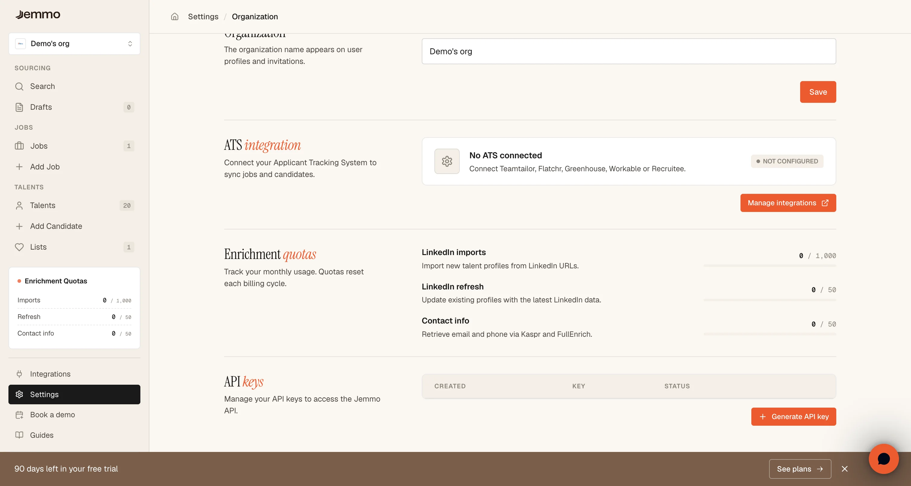 Organization Settings