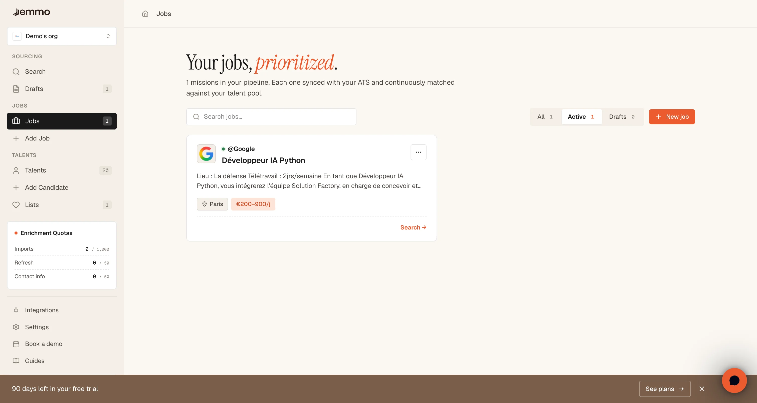 Jobs page
