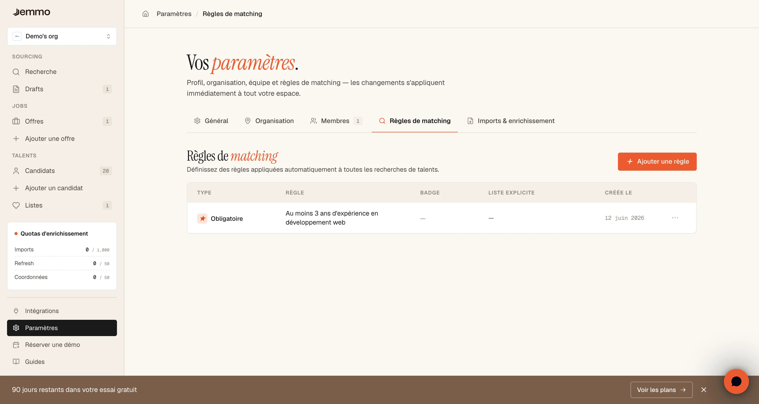 Liste des règles