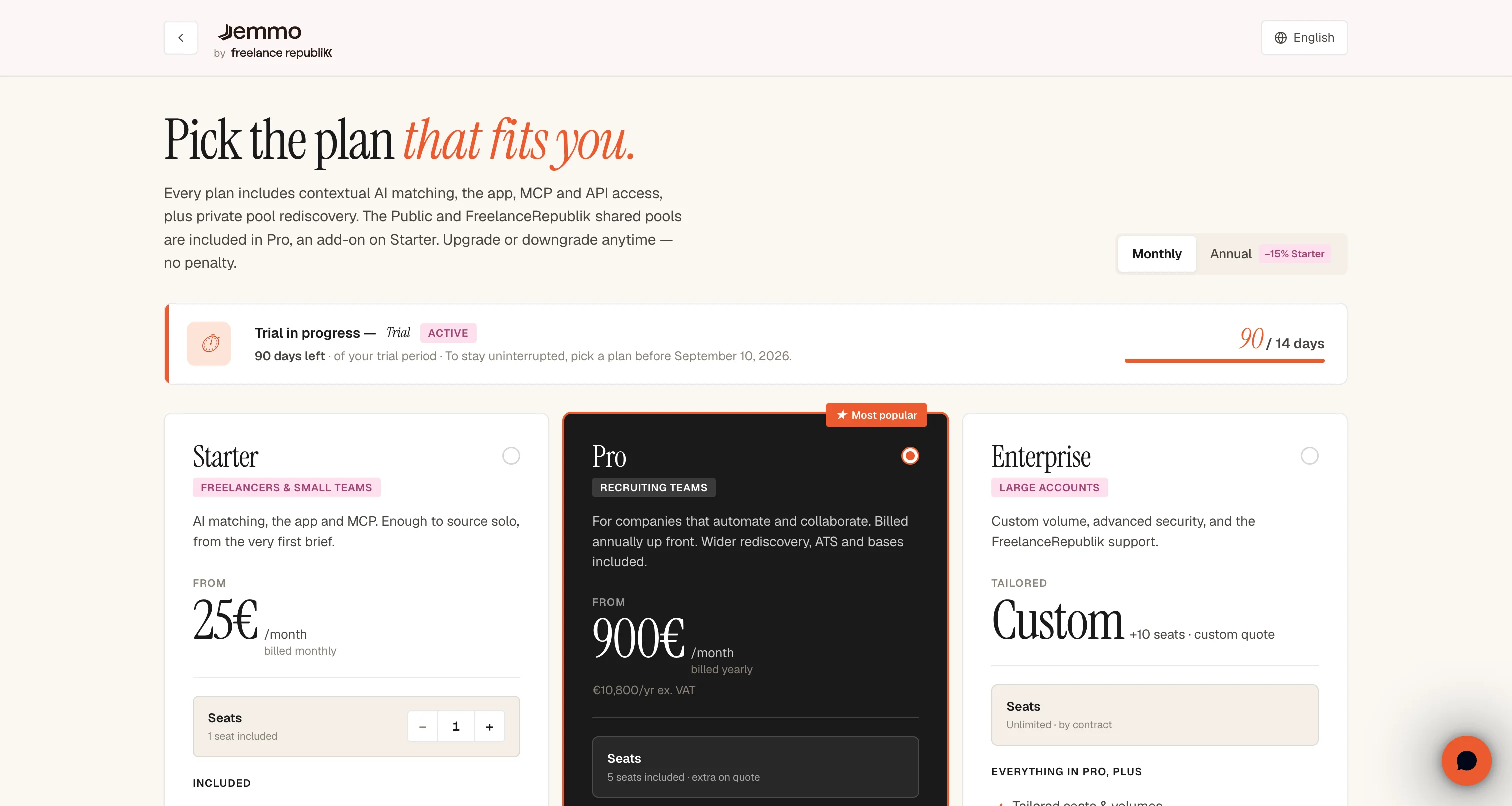 Plan selection during onboarding