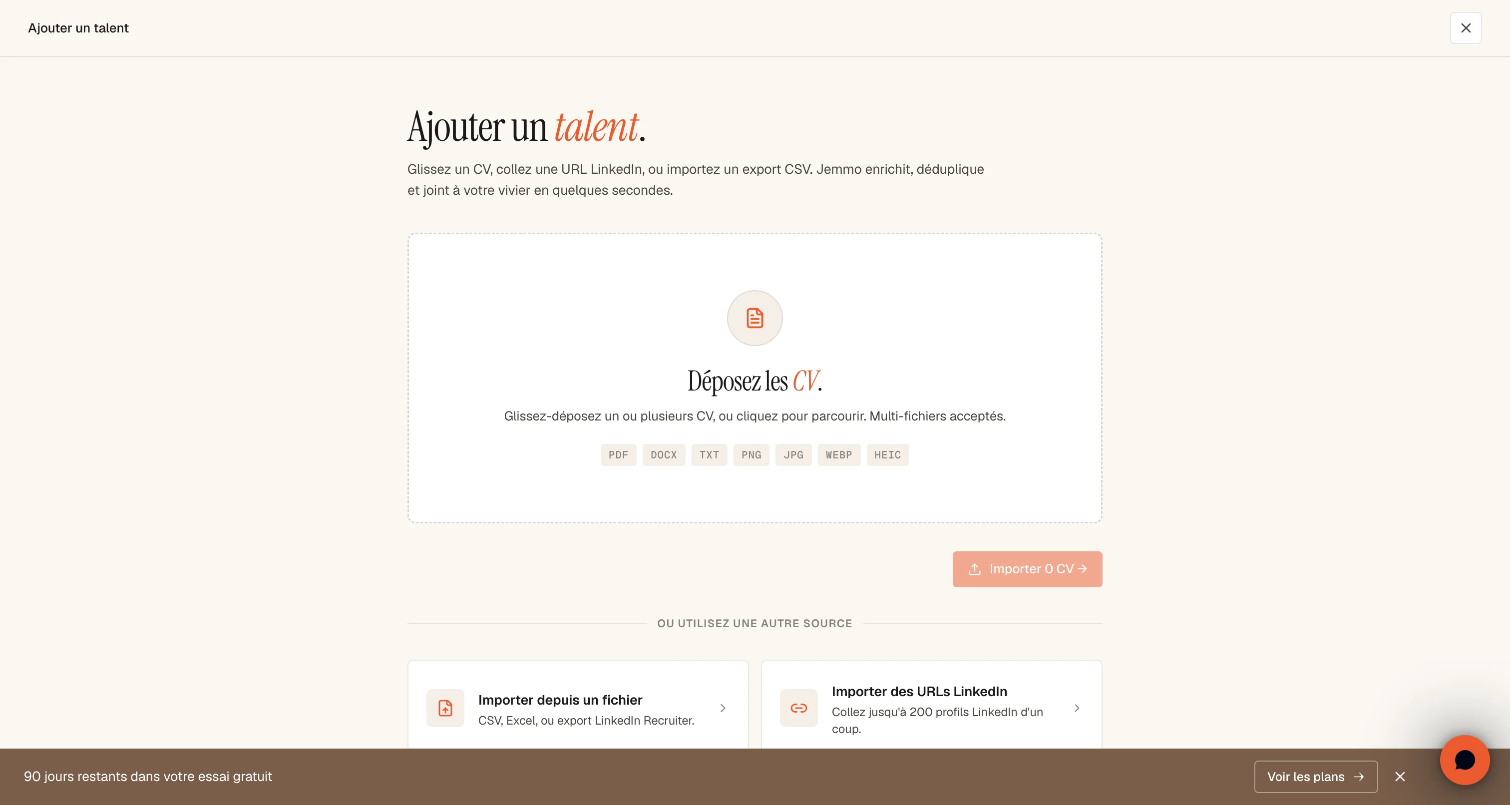 Menu import